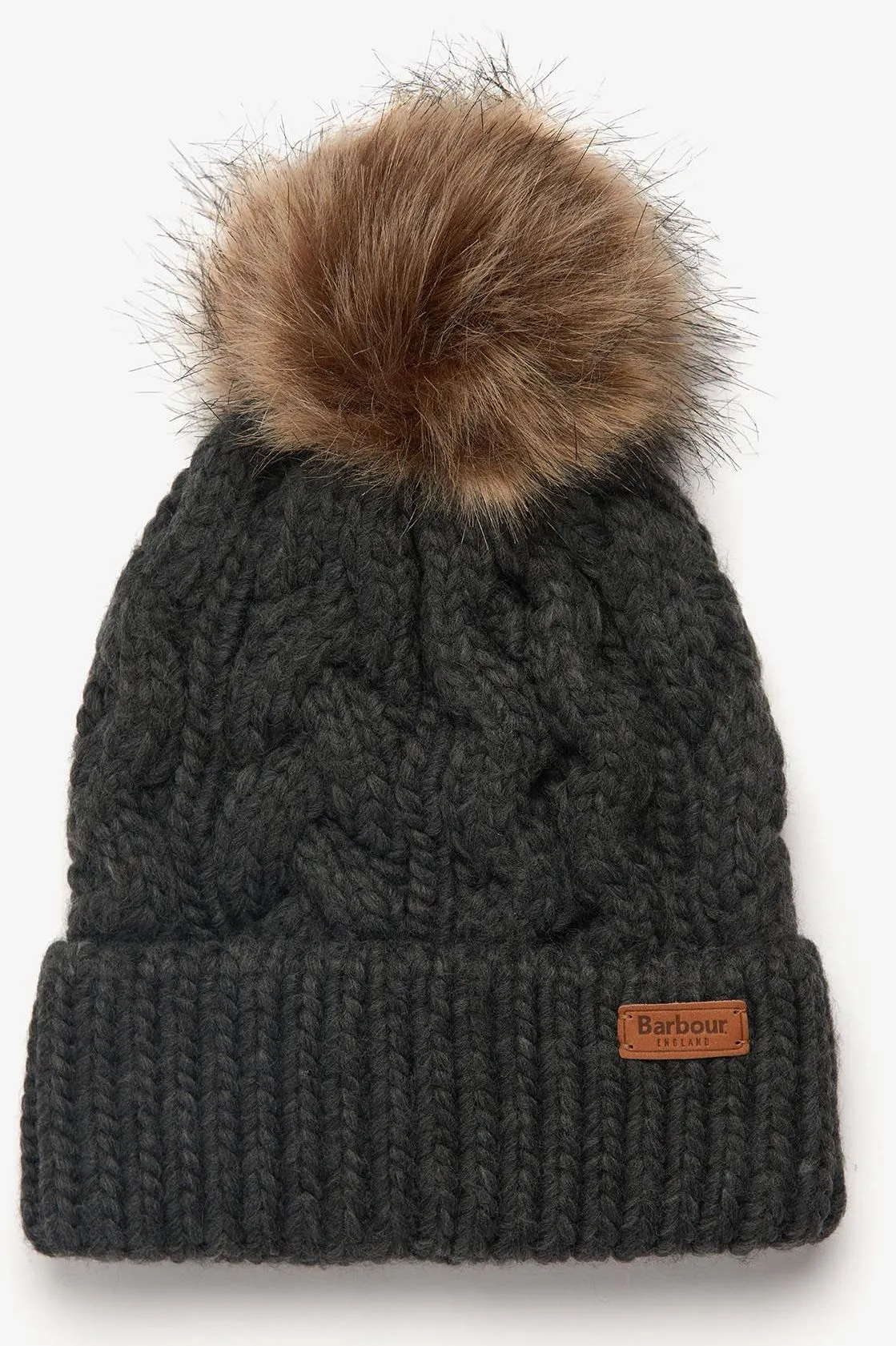 Barbour Beanie Penshaw cable knit in Charcoal - LHA0386GY911