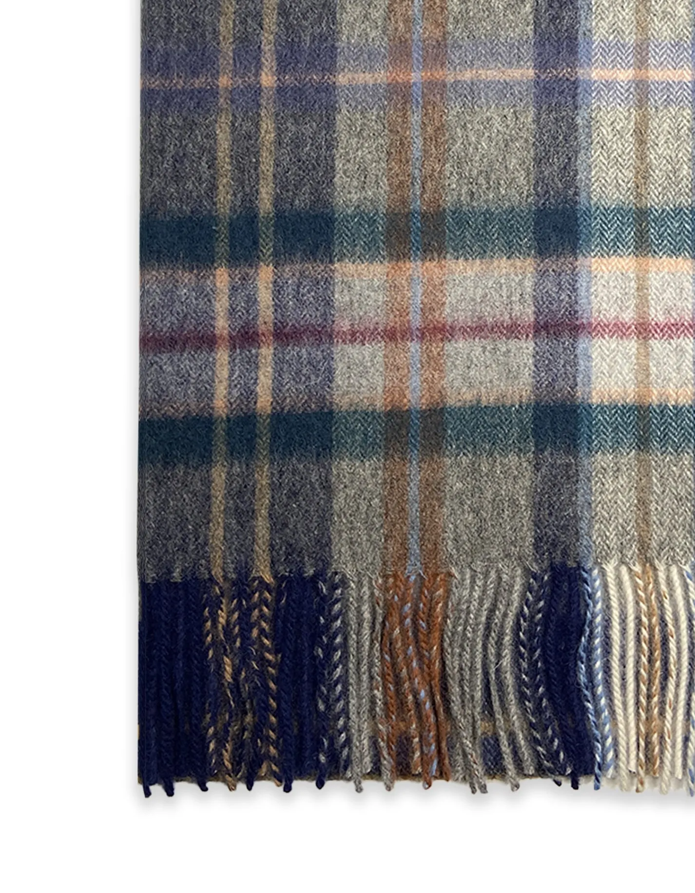 Blue & Orange Check Wool Scarf