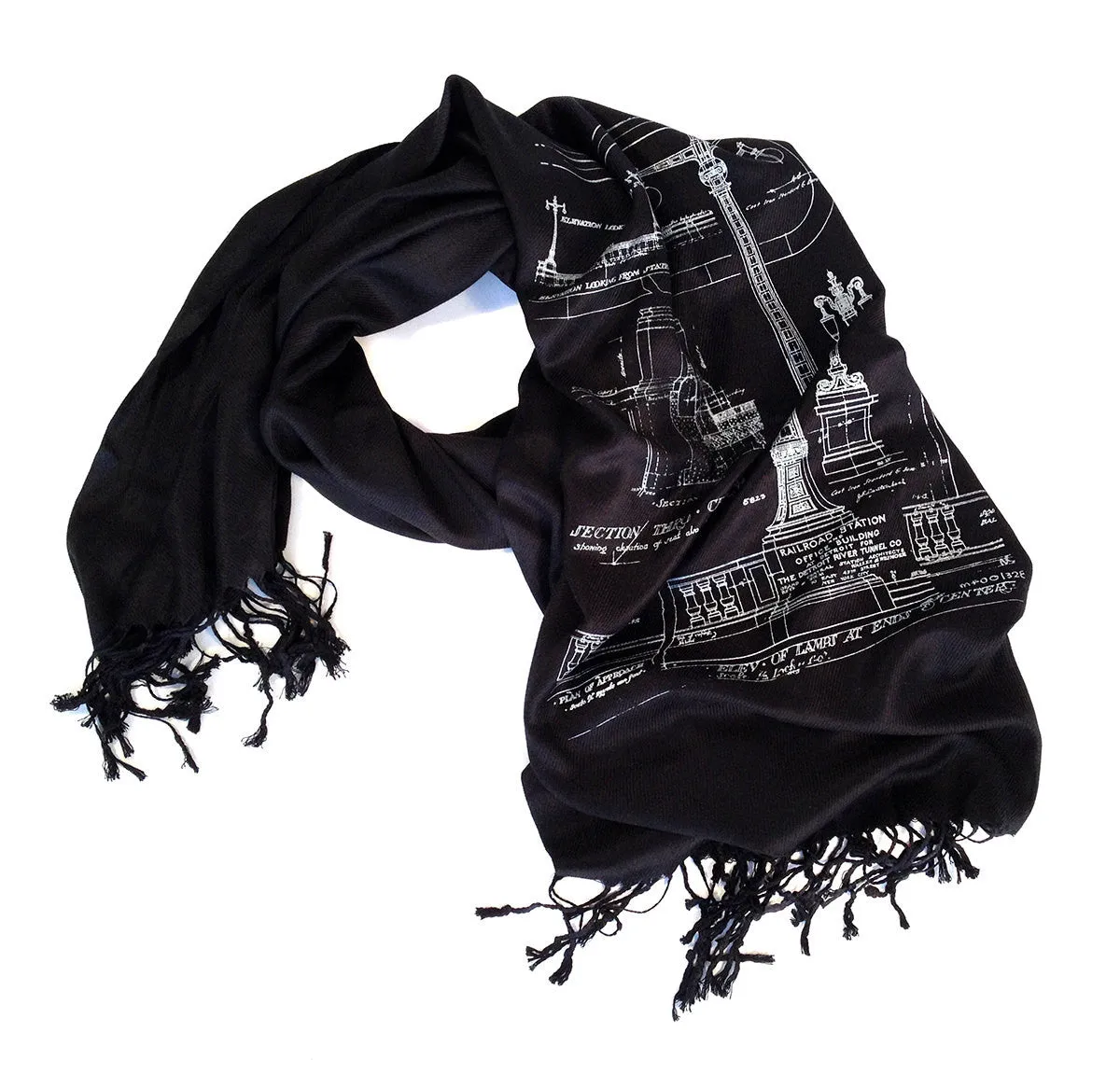 Blueprint Pashmina Scarf: Ironwork Detail, Detroit Train Station