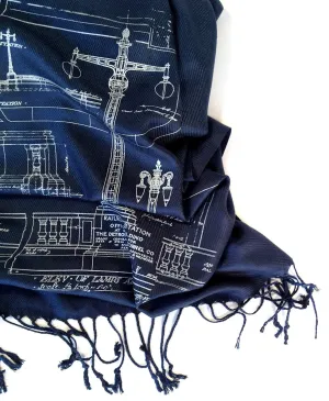 Blueprint Pashmina Scarf: Ironwork Detail, Detroit Train Station