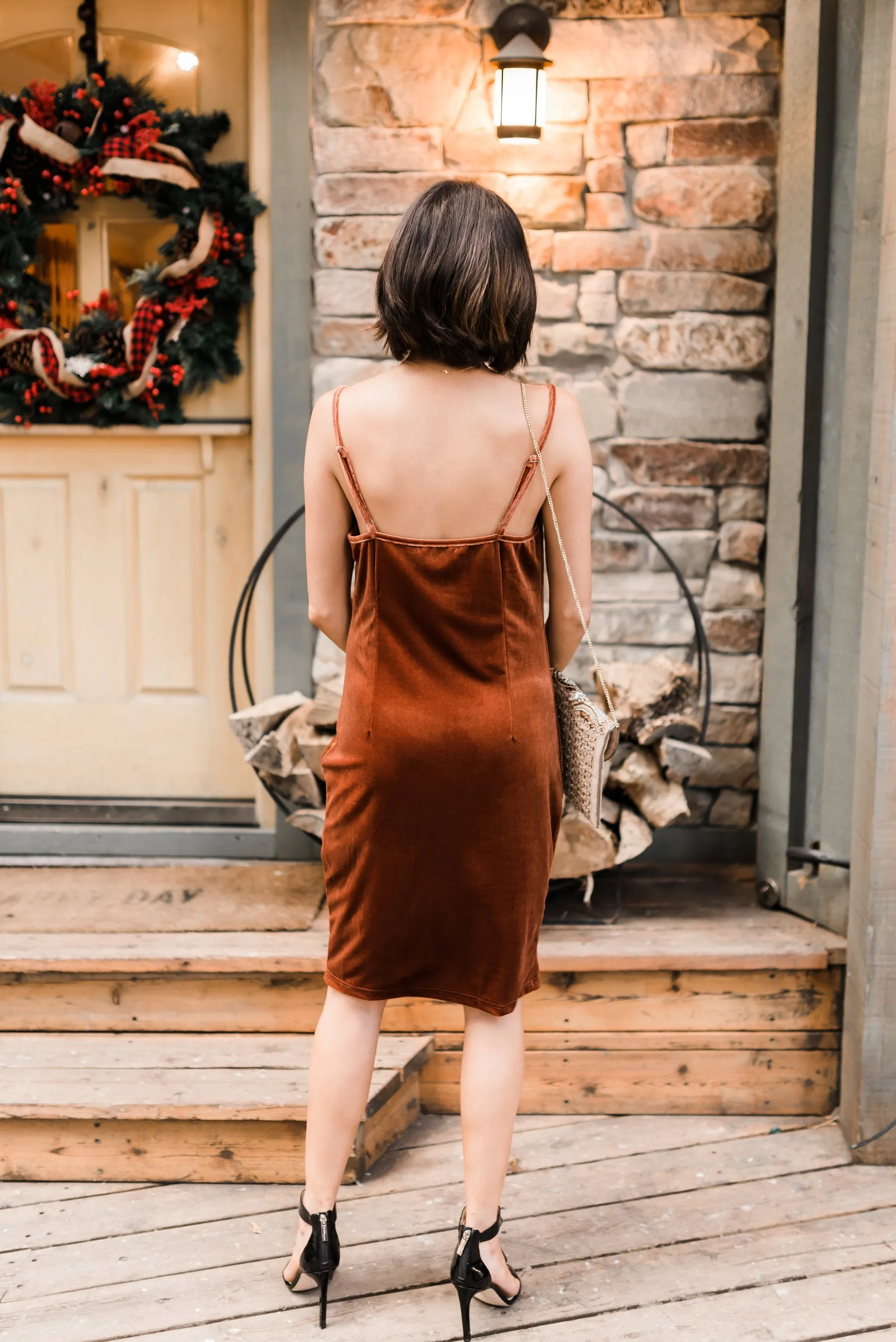 Bronze Beauty Velvet Dress