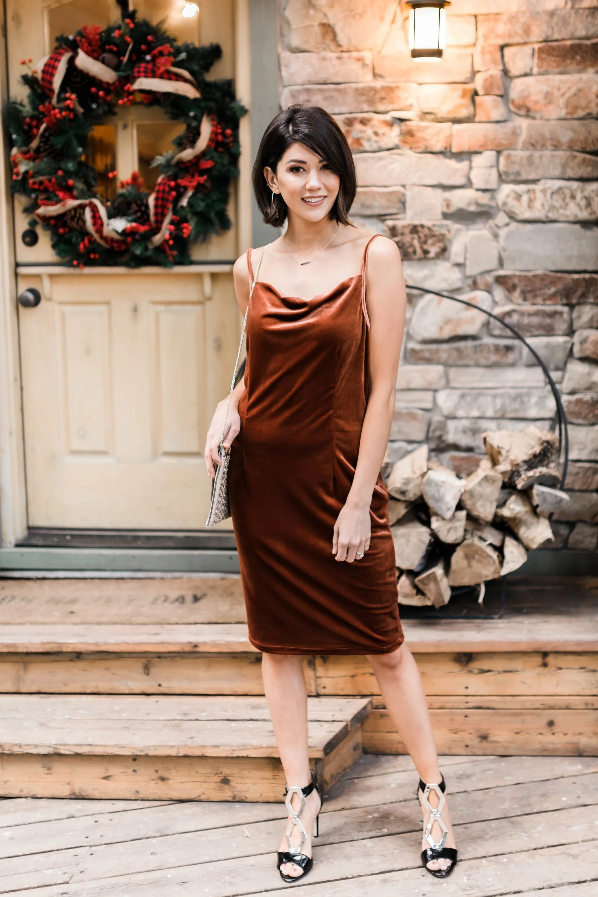 Bronze Beauty Velvet Dress