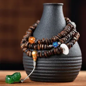 Buddha Stones 108 Mala Beads 925 Sterling Silver Brunei Agarwood Red Agate PiXiu Hetian Jade Peace Strength Bracelet