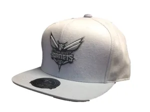 Charlotte Hornets Mitchell & Ness Gray Structured Fitted Flat Bill Hat Cap 7 3/8