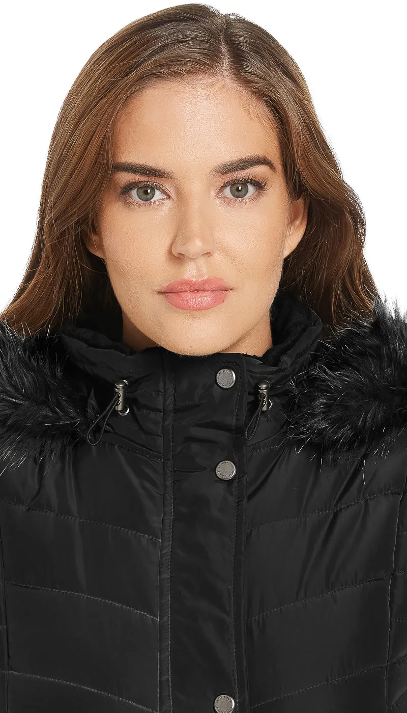 CHEVRON QUILTED 3/4 PUFFER