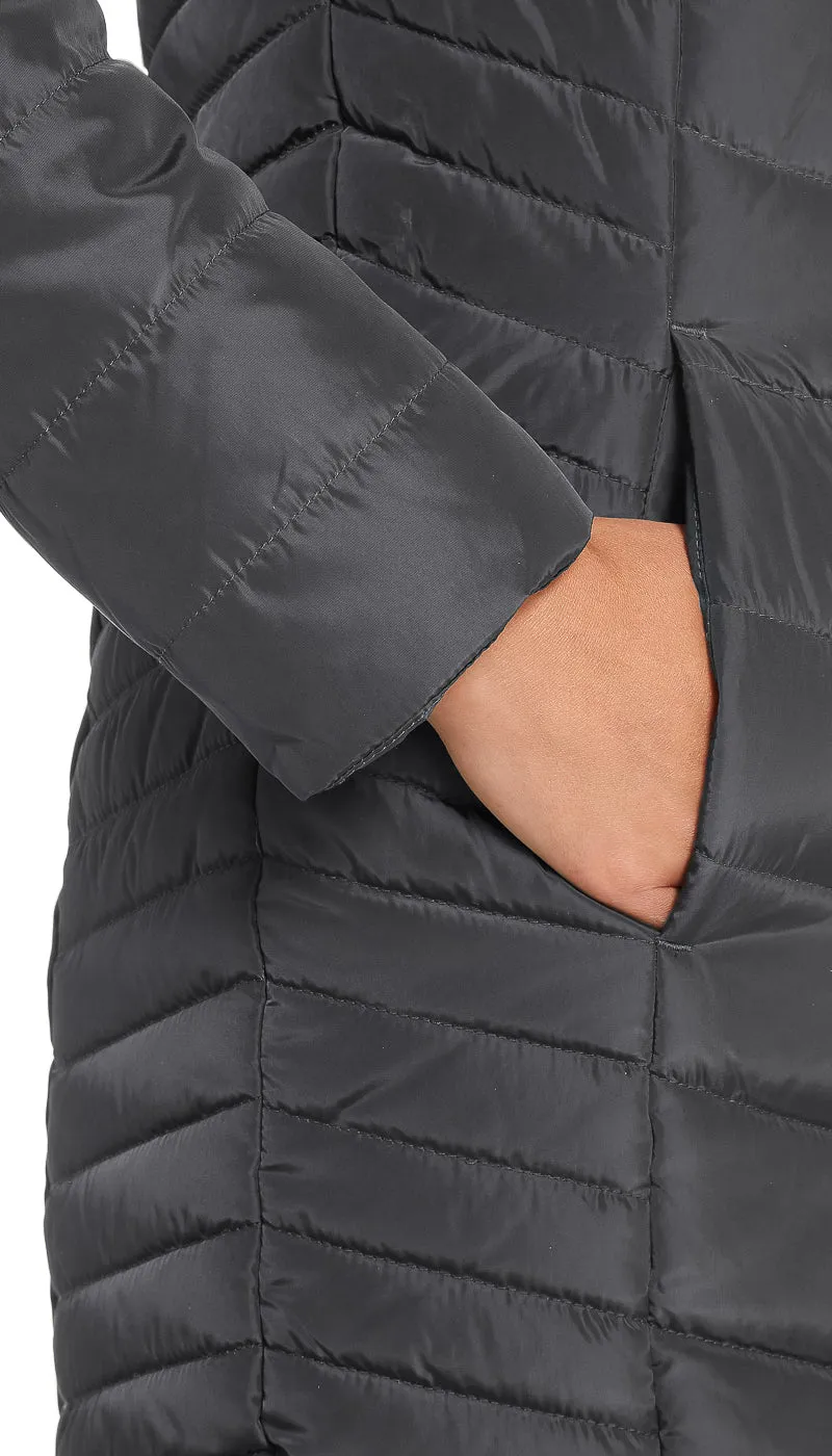 CHEVRON QUILTED 3/4 PUFFER