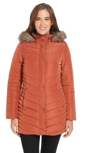 CHEVRON QUILTED 3/4 PUFFER