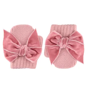 Condor Dusky pink mittens with velvet bow