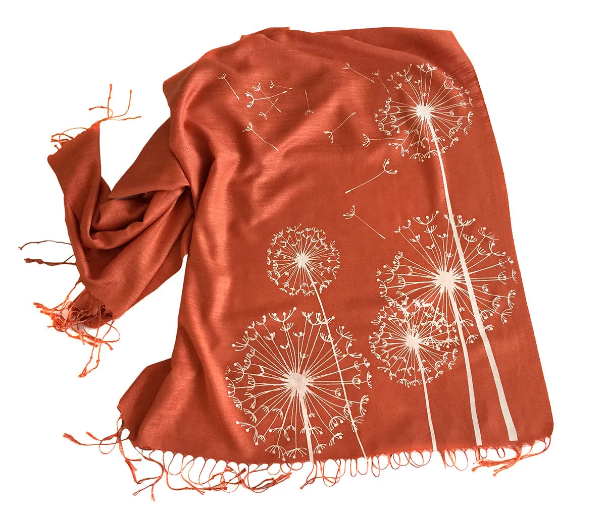 Dandelion Scarf. Floral print linen-weave pashmina