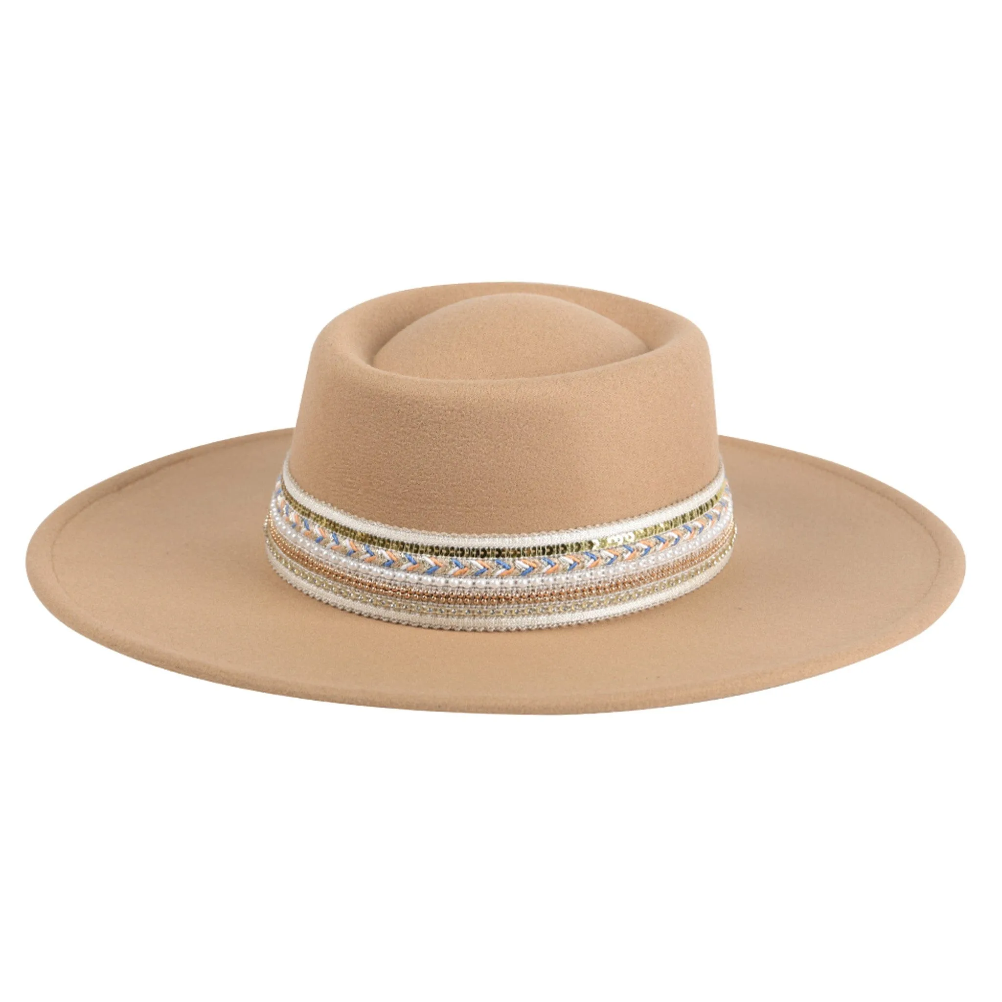 HAT2188 Blaze Multi Trim Wide Brim Fedora