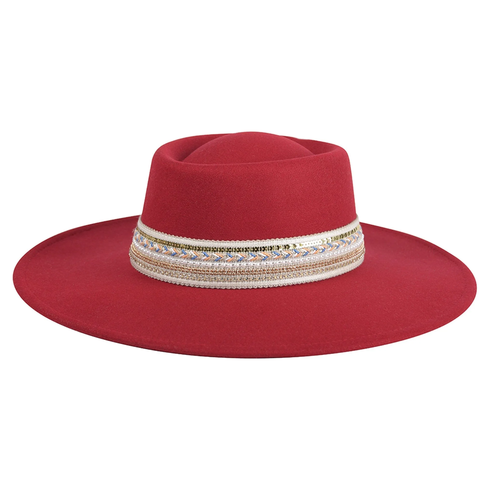 HAT2188 Blaze Multi Trim Wide Brim Fedora