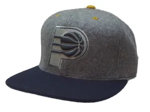 Indiana Pacers Mitchell & Ness Gray Wool Style Fitted Flat Bill Hat Cap (7 3/8)