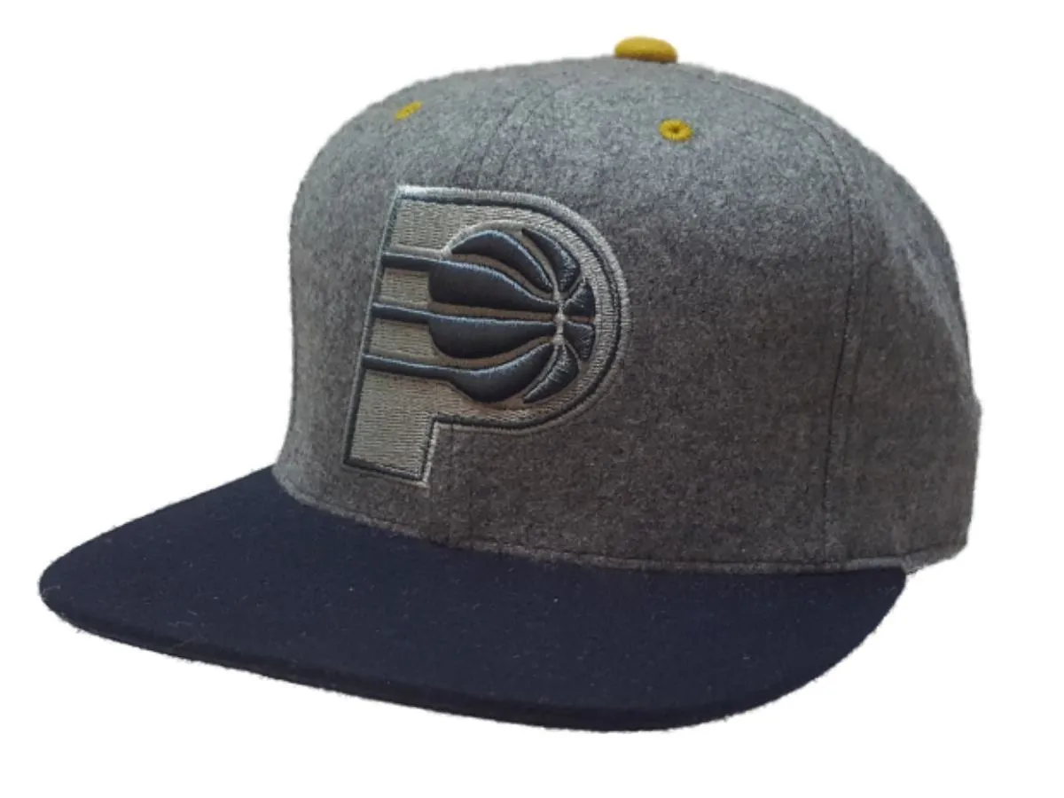 Indiana Pacers Mitchell & Ness Gray Wool Style Fitted Flat Bill Hat Cap (7 3/8)