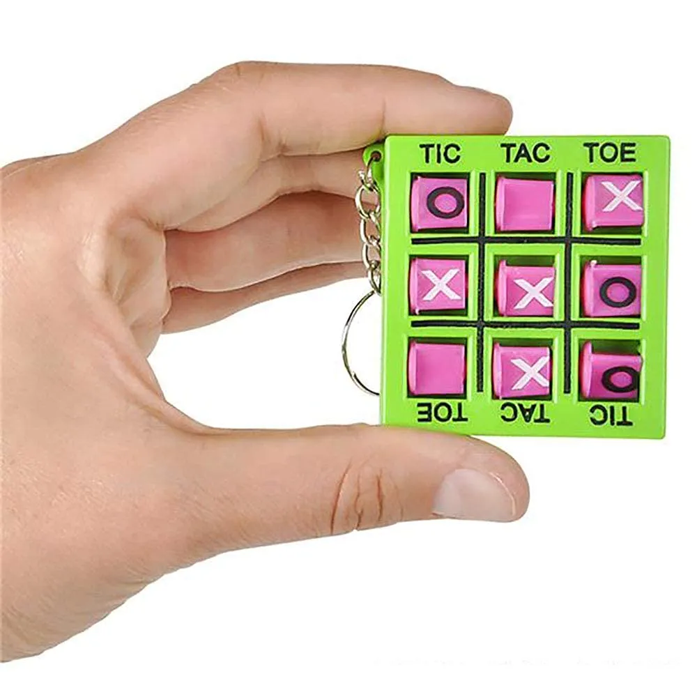 Kicko 2 Inch Tic Tac Toe Keychain - 12 Pack Mini Backpack Clip - Keyring for Bag and Belt