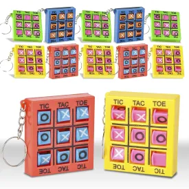 Kicko 2 Inch Tic Tac Toe Keychain - 12 Pack Mini Backpack Clip - Keyring for Bag and Belt