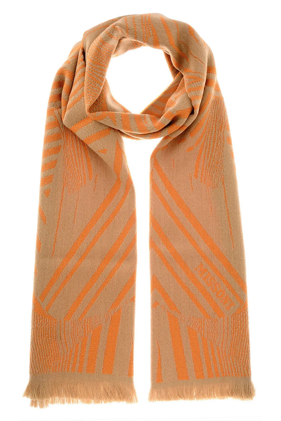 LION Orange Wool Woman Scarf