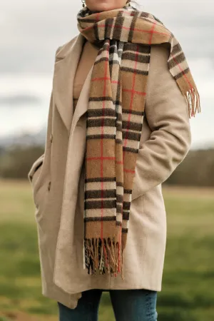 Merino Wool Oversize Tartan Scarf | Camel Thompson