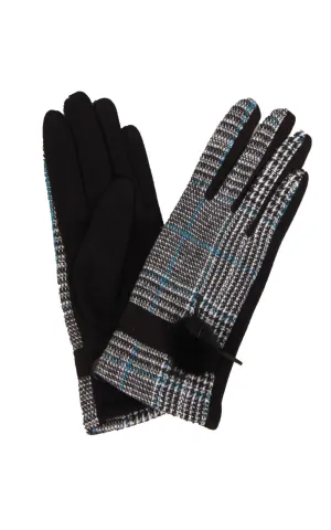 Prince Of Wales Check Tartan Soft Jersey Gloves