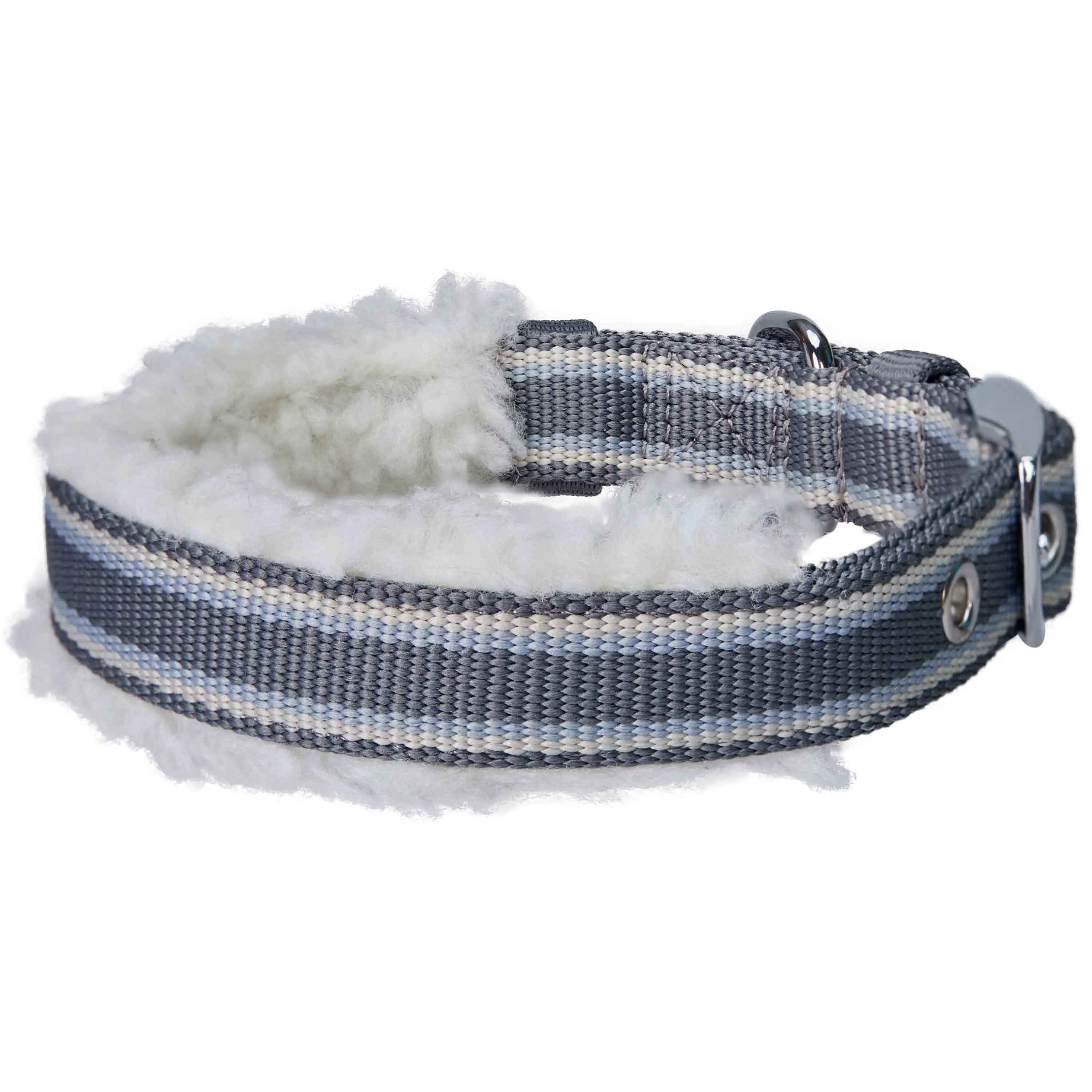 Sherpa Fleece Padded Dog Collar in Multi-color Stripes