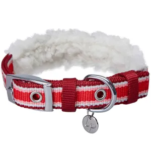 Sherpa Fleece Padded Dog Collar in Multi-color Stripes