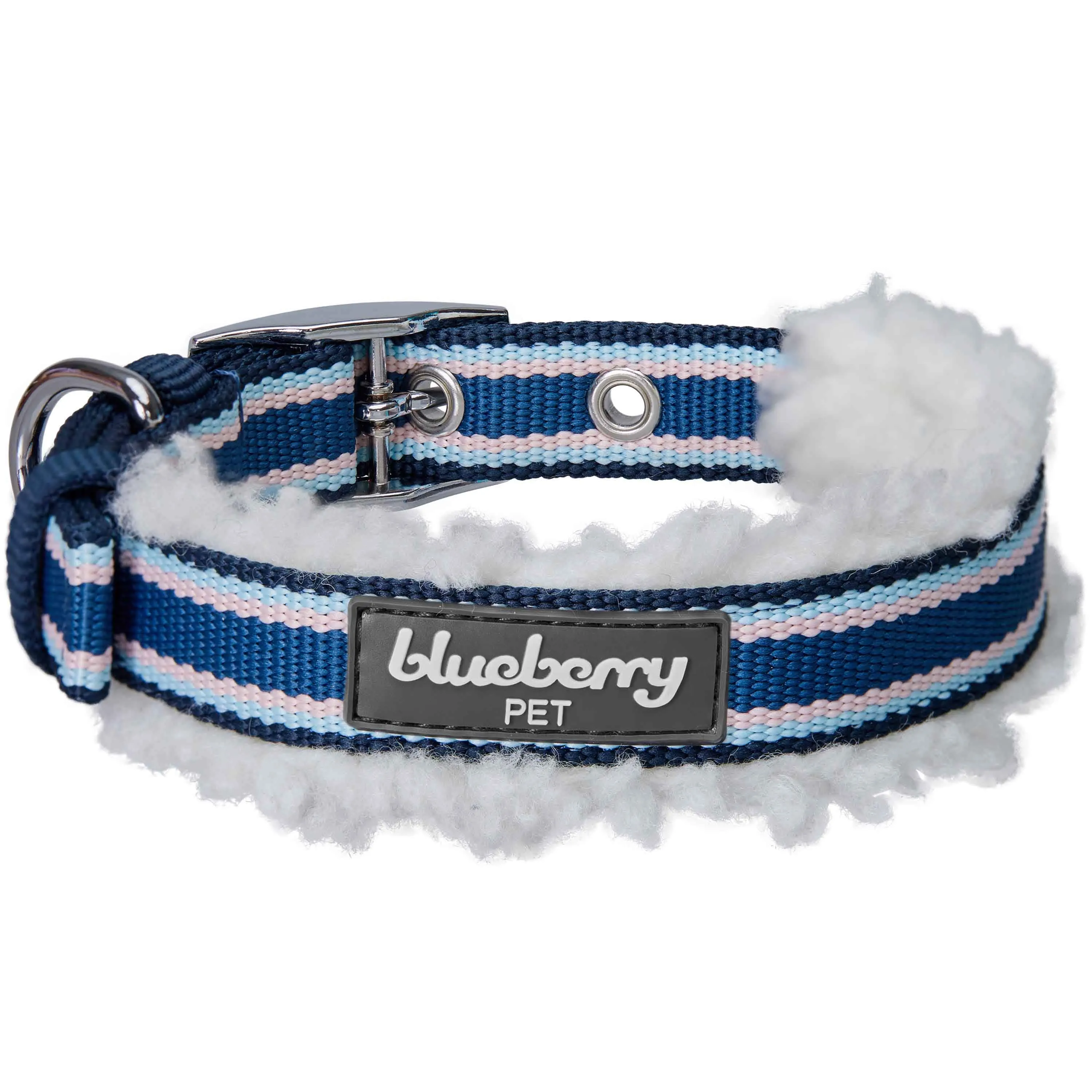 Sherpa Fleece Padded Dog Collar in Multi-color Stripes