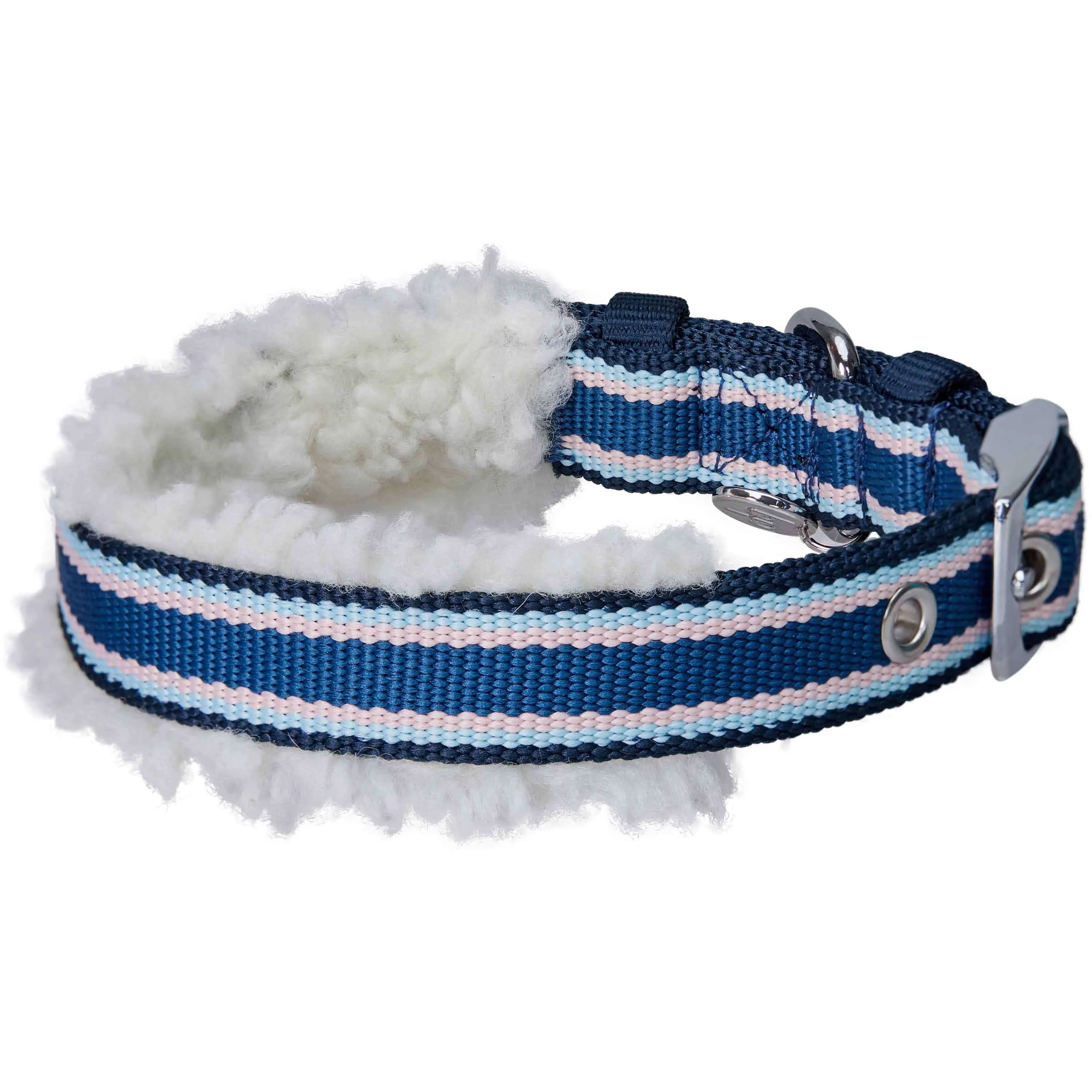 Sherpa Fleece Padded Dog Collar in Multi-color Stripes