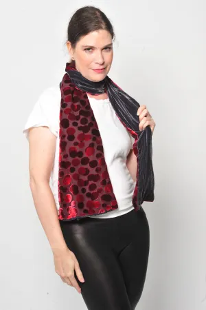 Silk velvet Red  Dots with Black silk Velvet