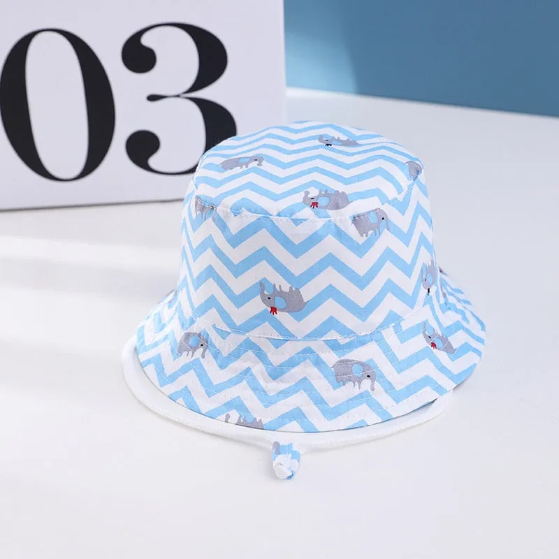 Summer Kids Boy Cartoon Printing Cotton Fisherman Hat Baby Sun Caps For Girl Children Bonnet