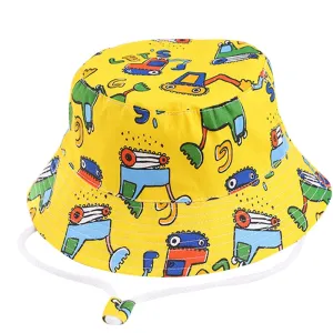 Summer Kids Boy Cartoon Printing Cotton Fisherman Hat Baby Sun Caps For Girl Children Bonnet