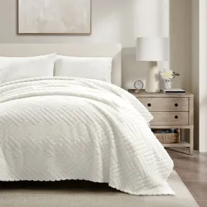 Super Cozy Ultra Soft Sherpa Jacquard Geo Blanket/Bedspread