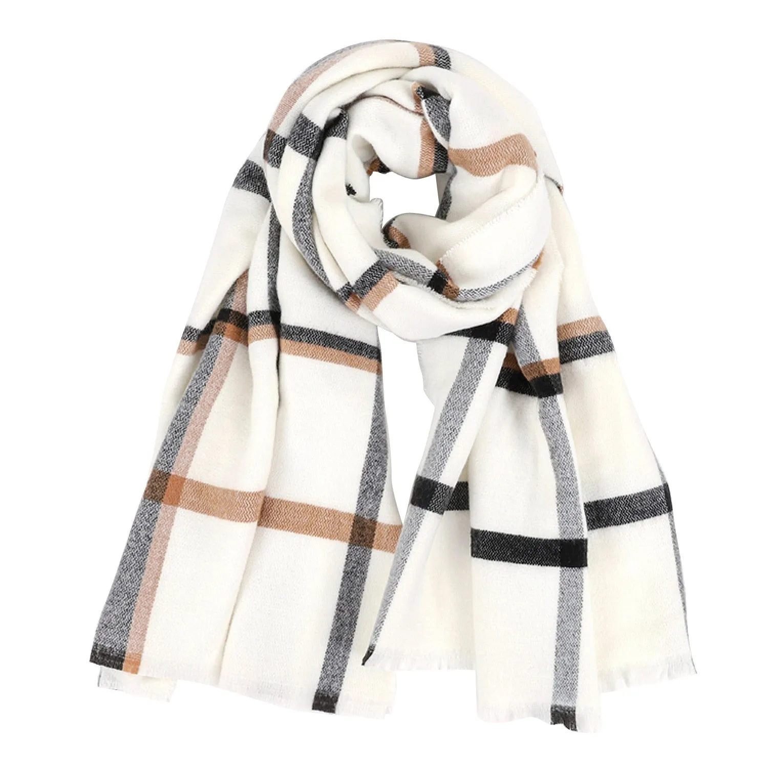 White Plaid Scarf Women Cashmere Autumn Winter Thickened Warm Shawl Scarfs