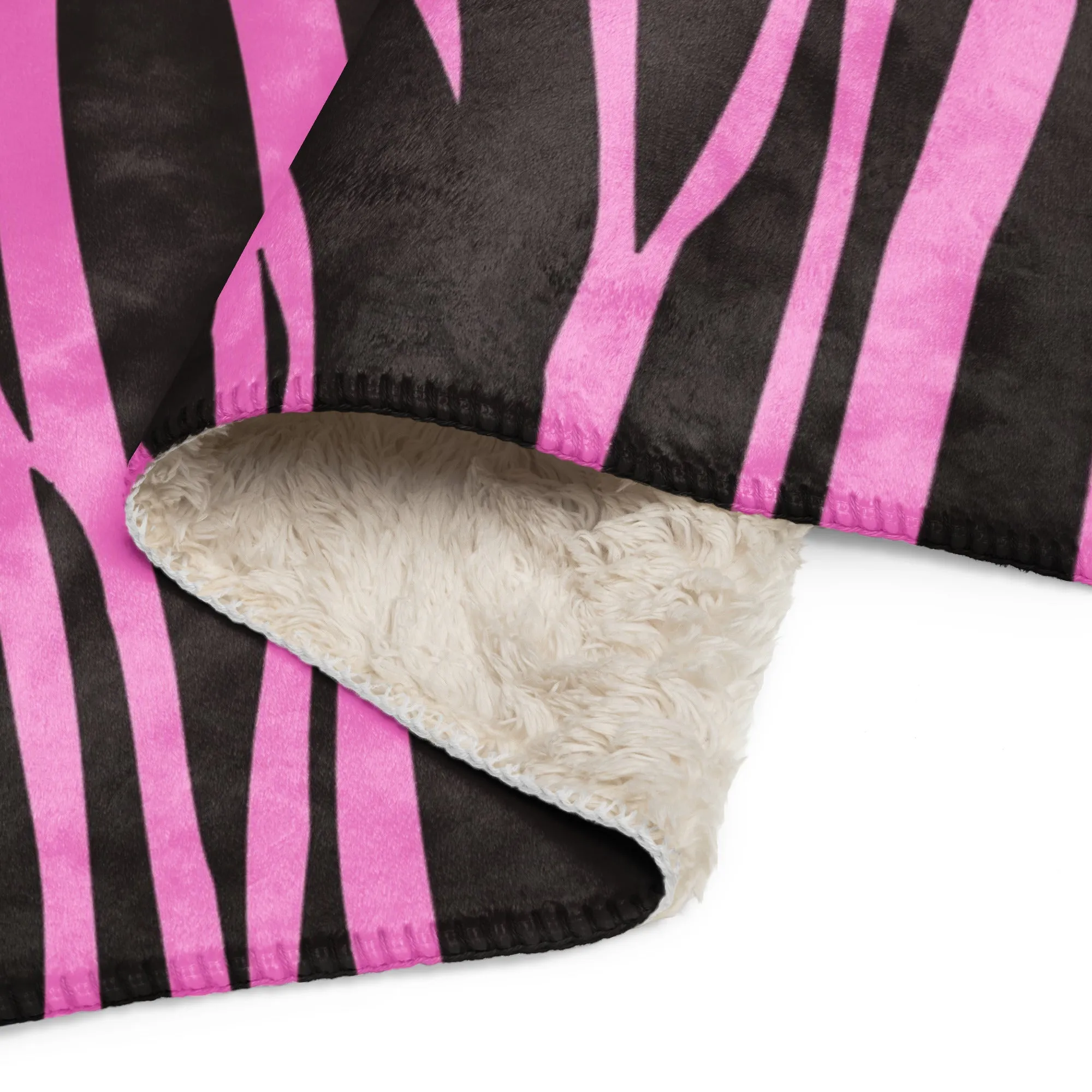 Zebra Pink and Black Sherpa blanket lioness-love